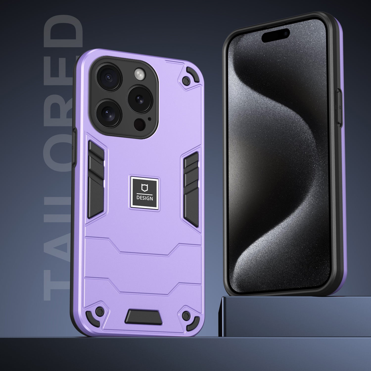 For iPhone 15 Pro Phone Case Dual Layer Shockproof Protection Cover - Purple For iPhone 15 Pro Phone Case Dual Layer Shockproof Protection Cover - Purple